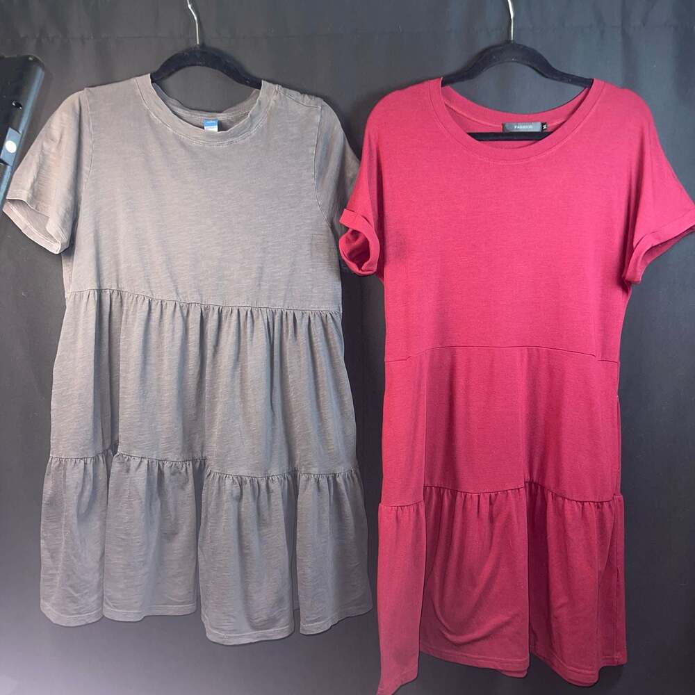 Lot of 2 Old Navy & Fashion Tiered T-Shirt Dresses Size M Petite